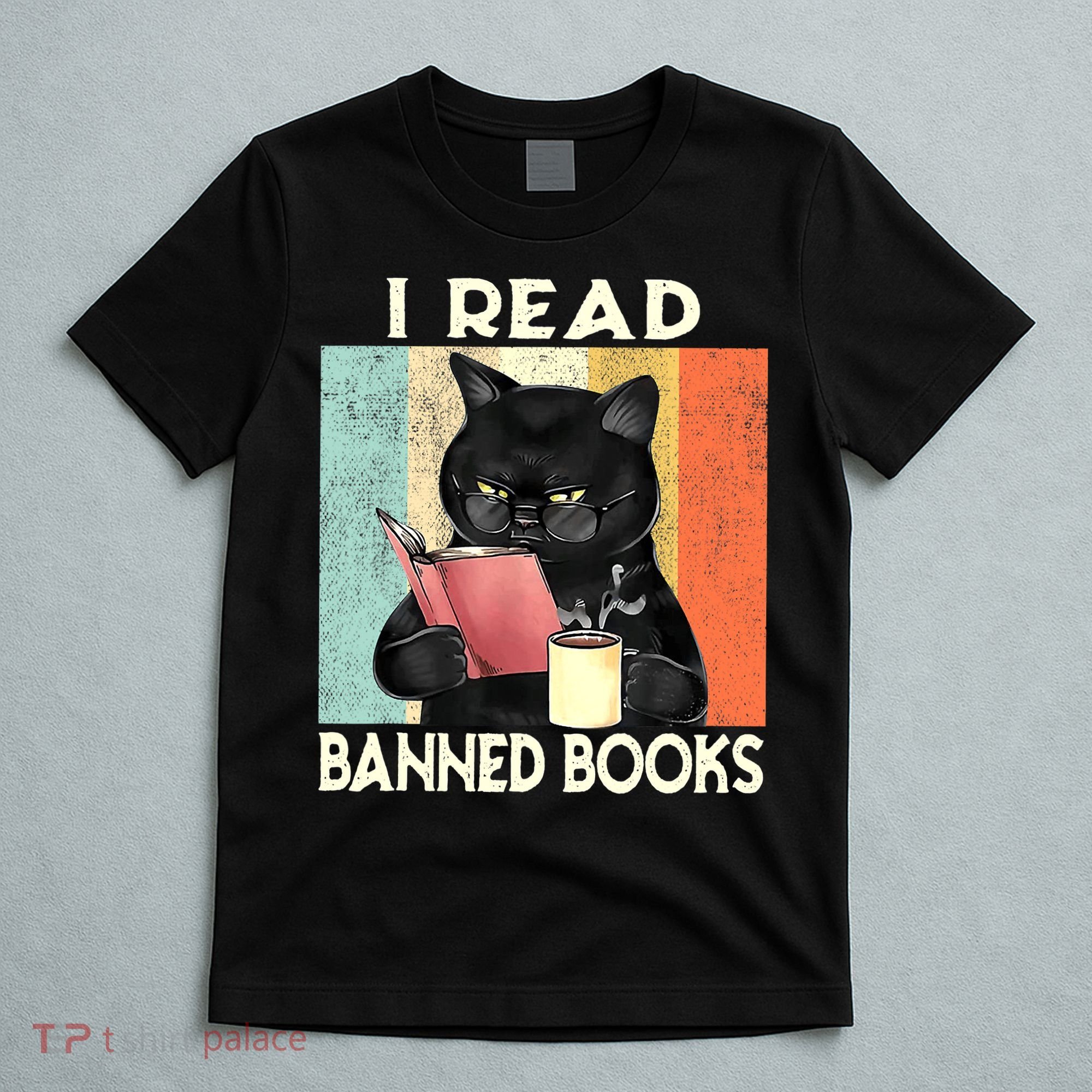 Vintage Cat I Read Banned Books Funny T-Shirt