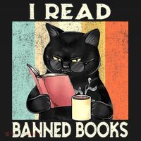 Vintage Cat I Read Banned Books Funny T-Shirt thumb 7