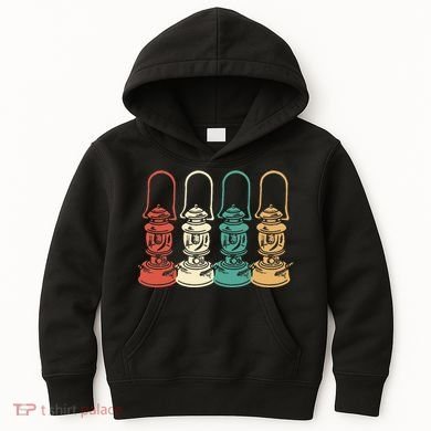 Vintage Camping Light Retro Camp Lantern Kids Hoodie