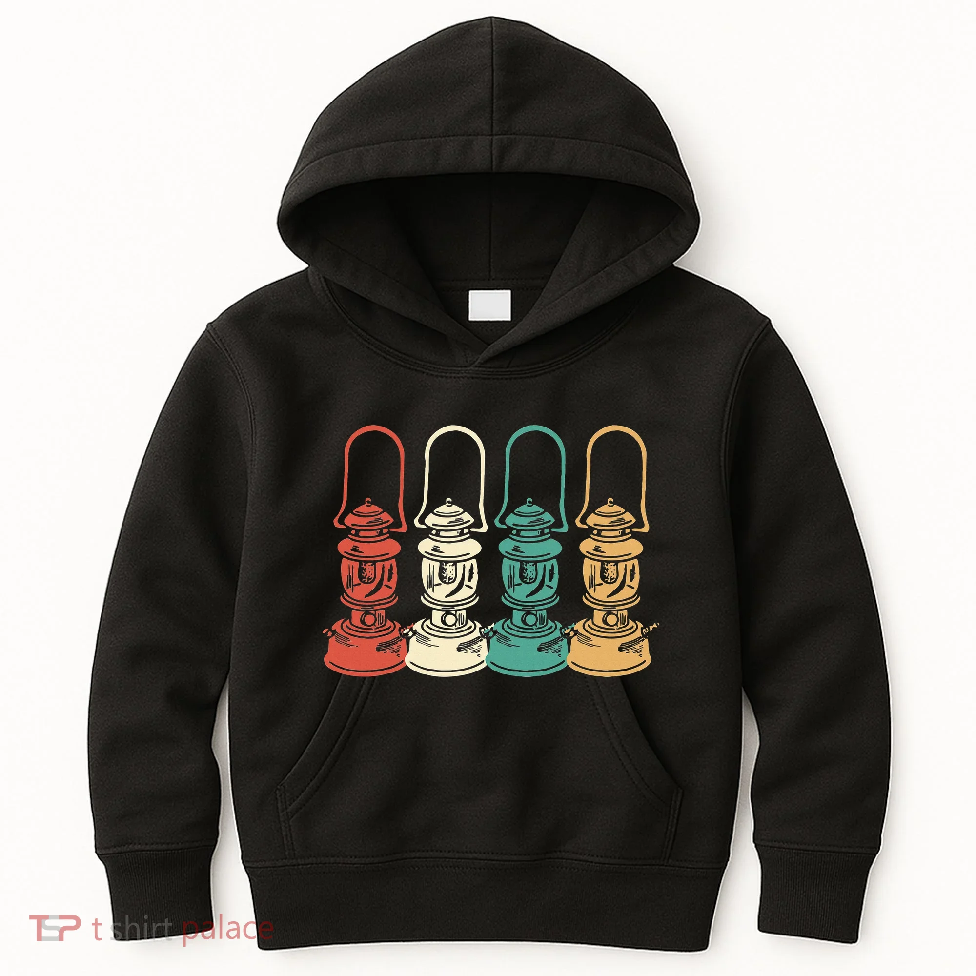 Vintage Camping Light Retro Camp Lantern Kids Hoodie