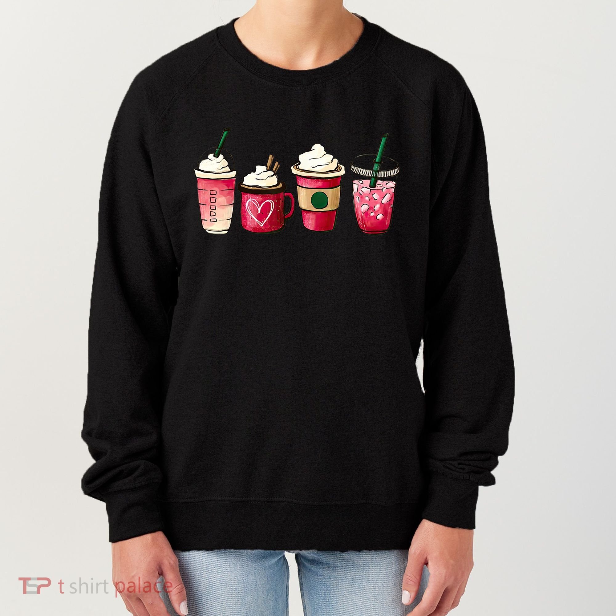 Valentine Coffee Lover Heart Latte Iced Coffee Valentine Day Women's Sweatshirt
