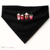 Valentine Coffee Lover Heart Latte Iced Coffee Valentine Day USA-Made Doggie Bandana thumb 0
