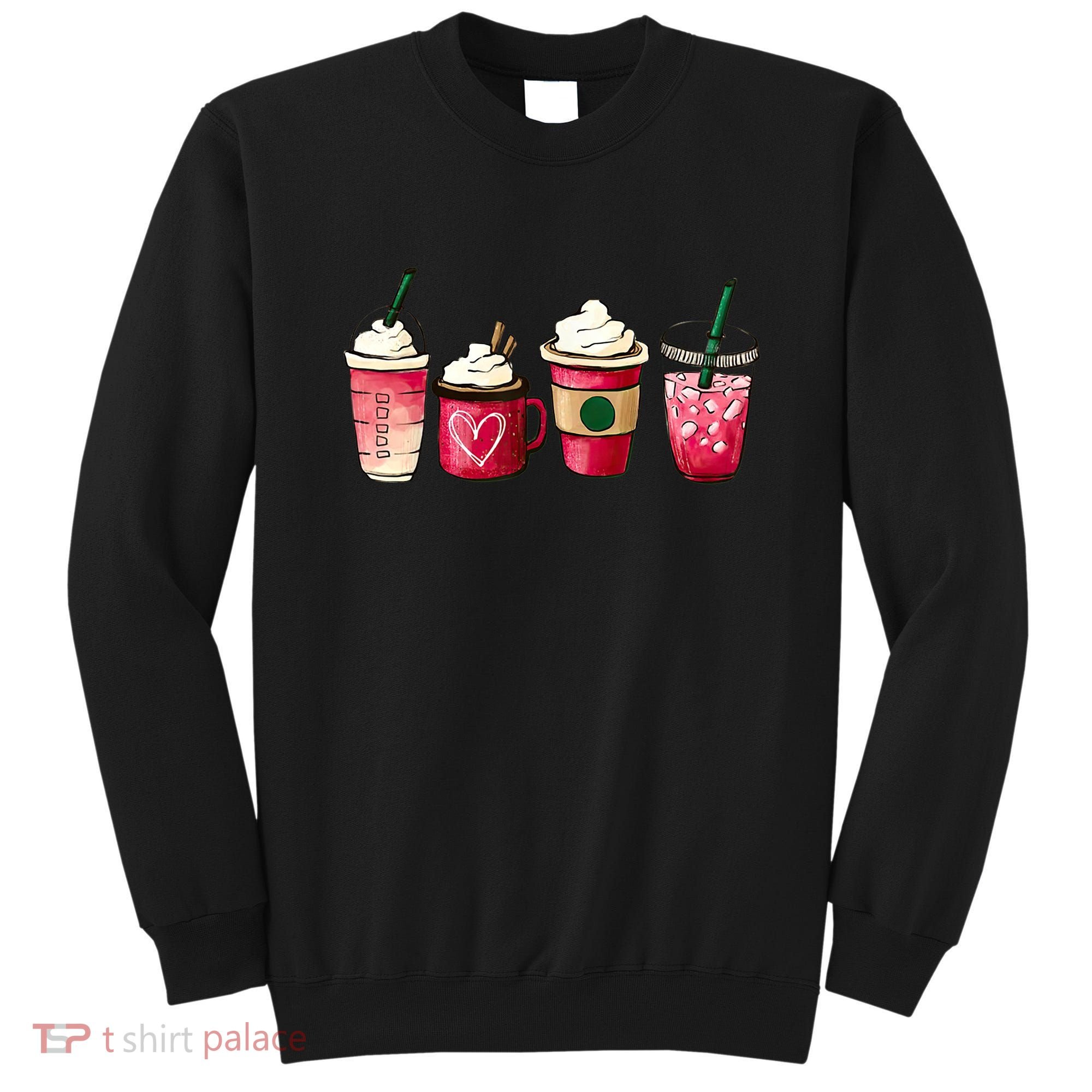 Valentine Coffee Lover Heart Latte Iced Coffee Valentine Day Sweatshirt