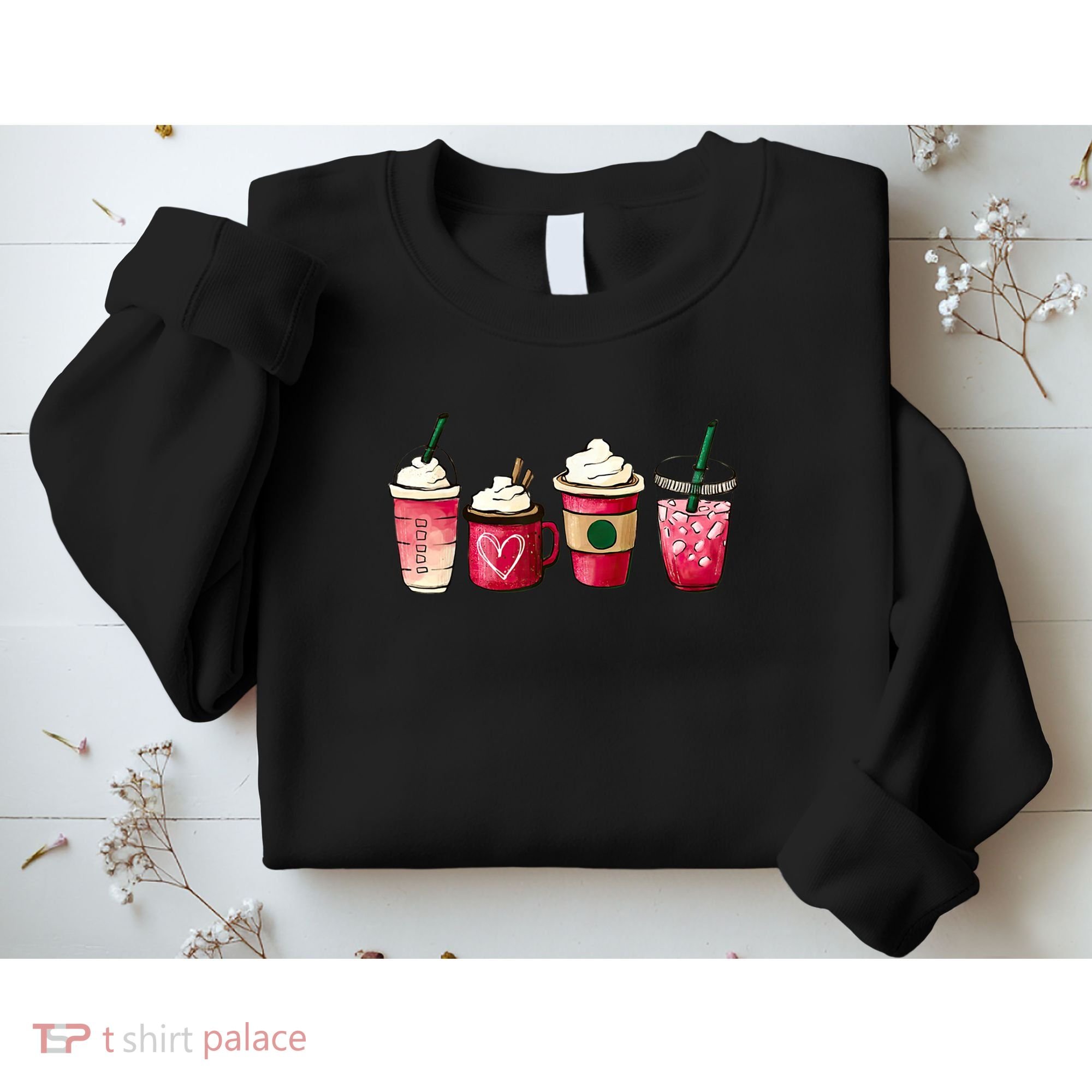 Valentine Coffee Lover Heart Latte Iced Coffee Valentine Day Sweatshirt