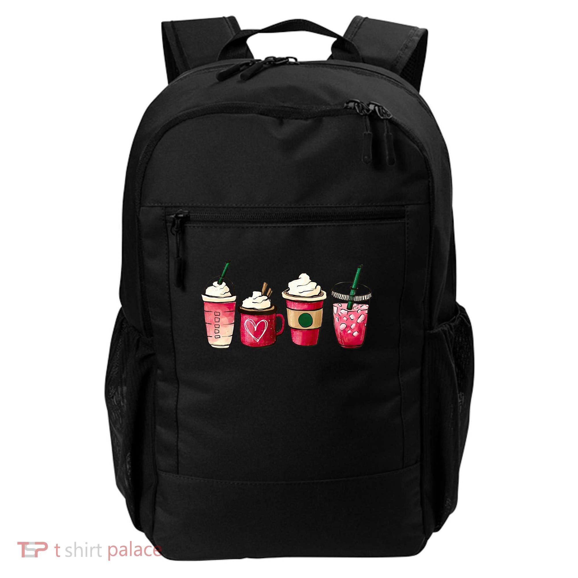 Valentine Coffee Lover Heart Latte Iced Coffee Valentine Day Backpack