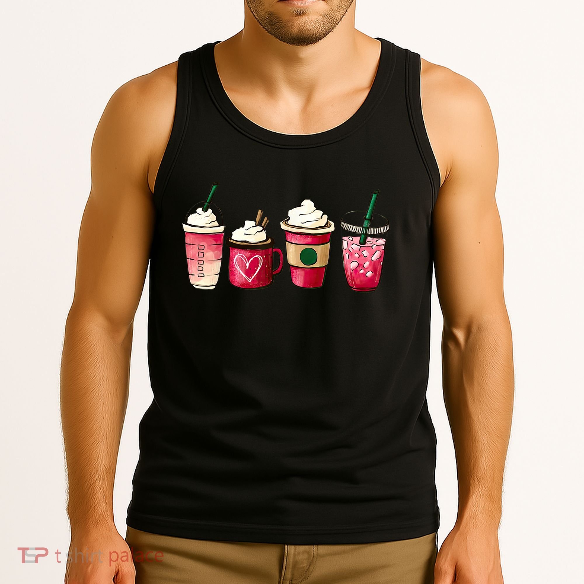 Valentine Coffee Lover Heart Latte Iced Coffee Valentine Day Tank Top