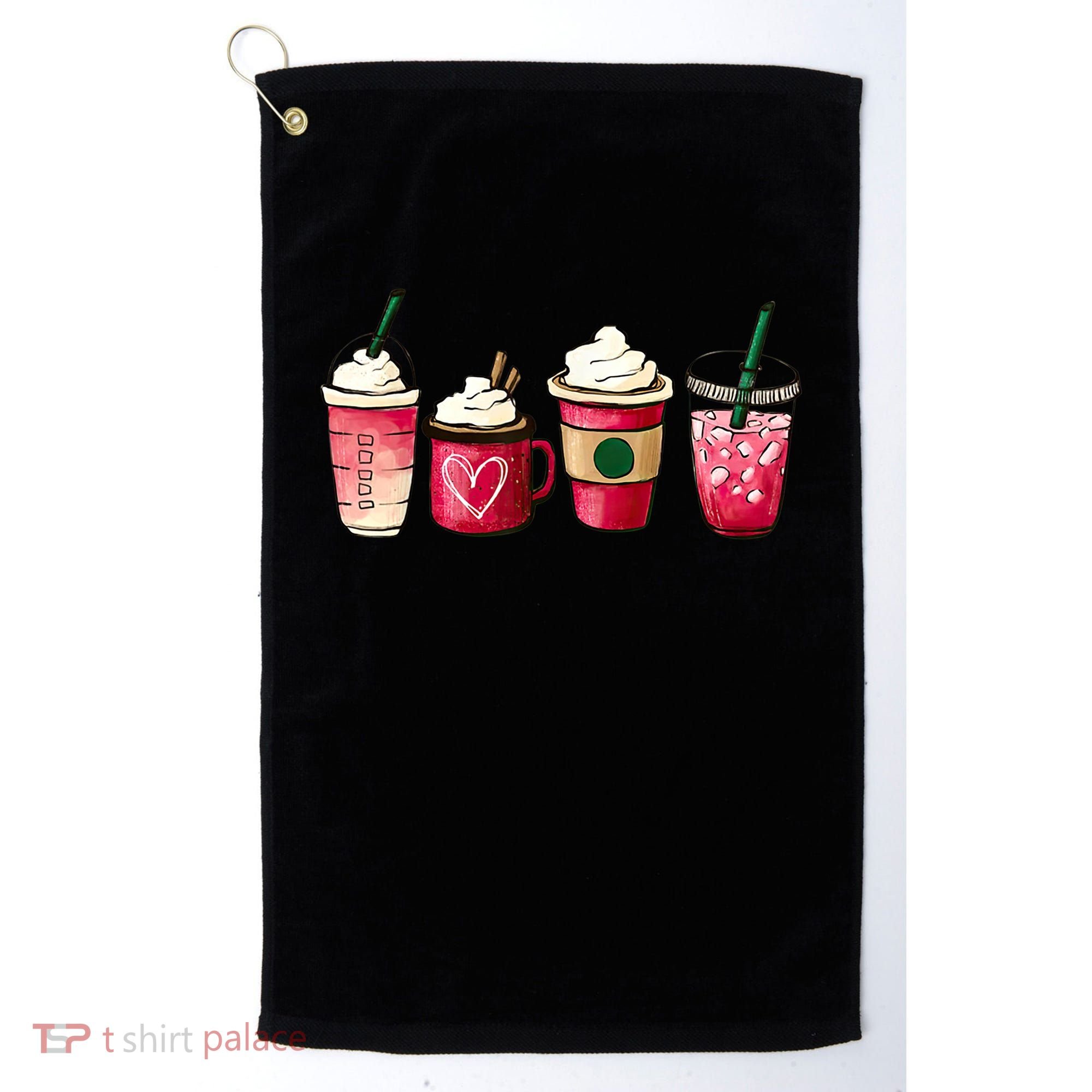 Valentine Coffee Lover Heart Latte Iced Coffee Valentine Day Golf Towel