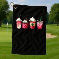 Valentine Coffee Lover Heart Latte Iced Coffee Valentine Day Golf Towel thumb 1