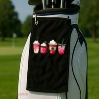 Valentine Coffee Lover Heart Latte Iced Coffee Valentine Day Golf Towel thumb 2