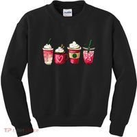 Valentine Coffee Lover Heart Latte Iced Coffee Valentine Day Kids Sweatshirt thumb 0