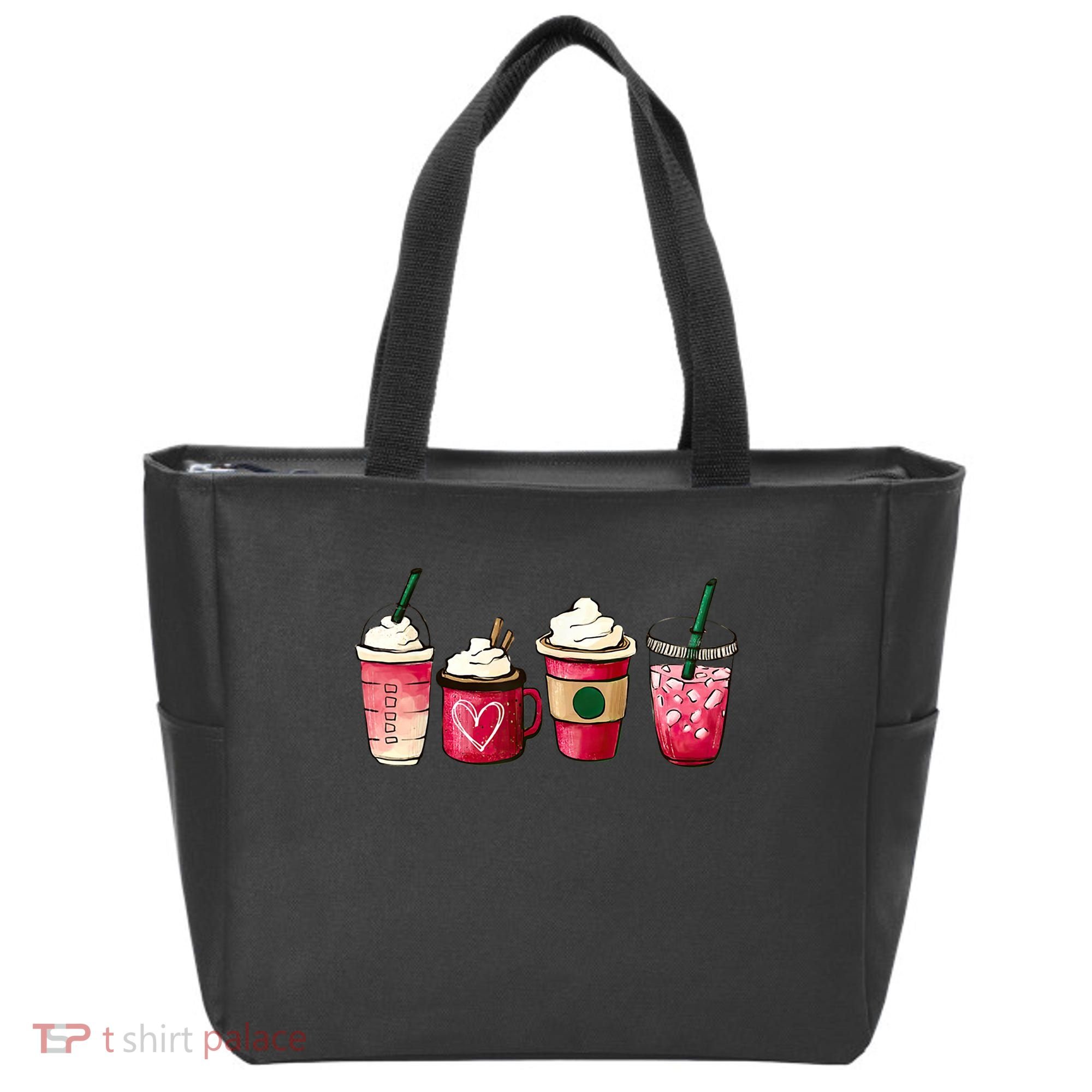 Valentine Coffee Lover Heart Latte Iced Coffee Valentine Day Tote Bag