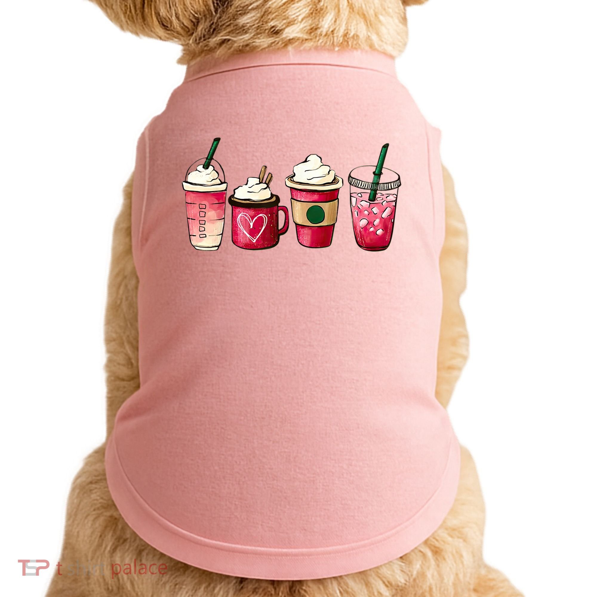Valentine Coffee Lover Heart Latte Iced Coffee Valentine Day Doggie Tank