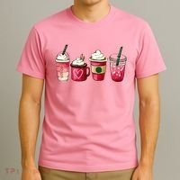 Valentine Coffee Lover Heart Latte Iced Coffee Valentine Day T-Shirt thumb 3