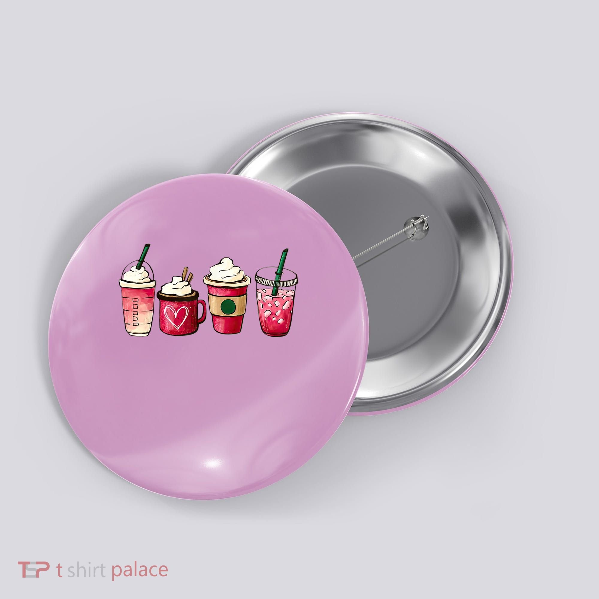 Valentine Coffee Lover Heart Latte Iced Coffee Valentine Day Button
