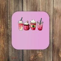 Valentine Coffee Lover Heart Latte Iced Coffee Valentine Day Coaster thumb 0