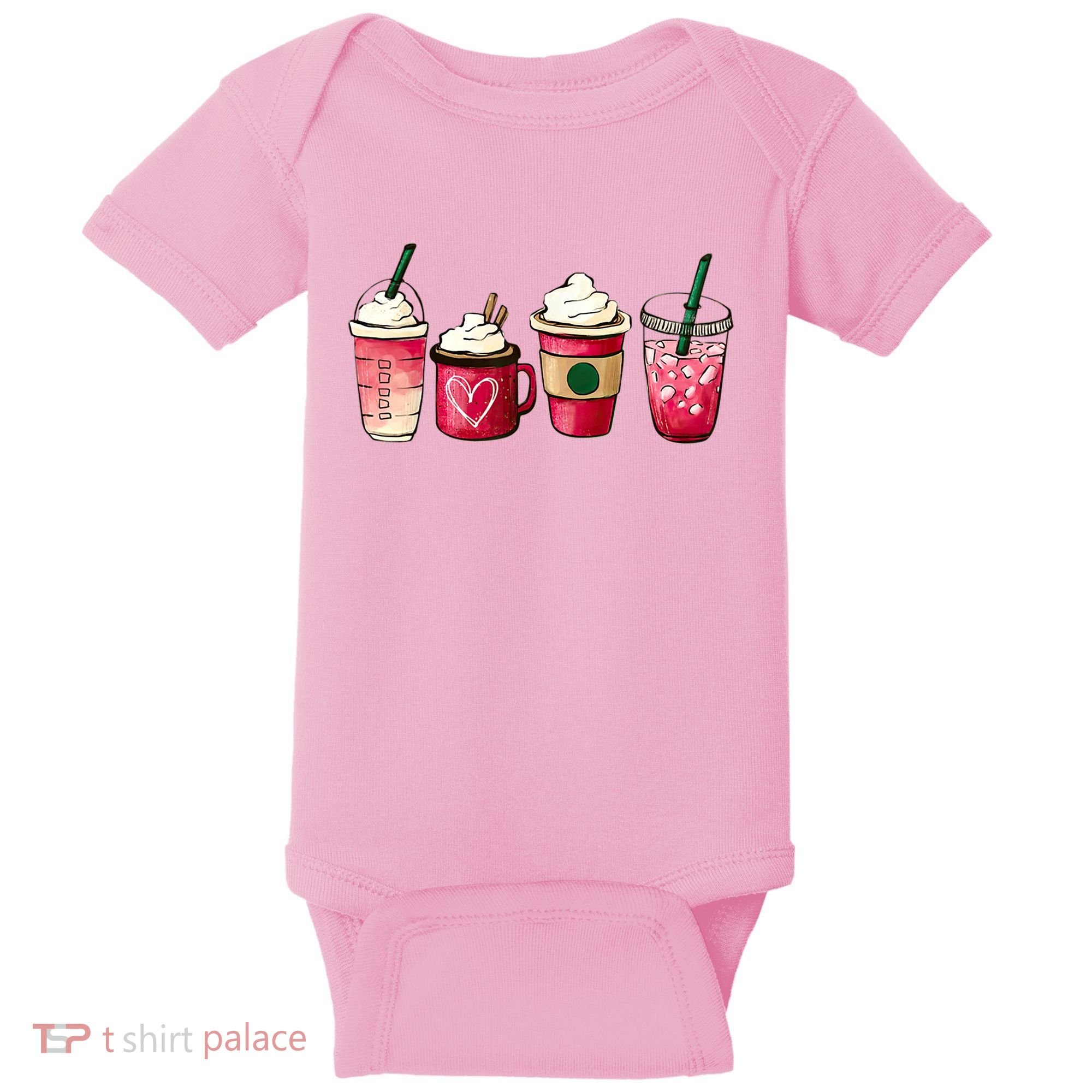 Valentine Coffee Lover Heart Latte Iced Coffee Valentine Day Baby Bodysuit