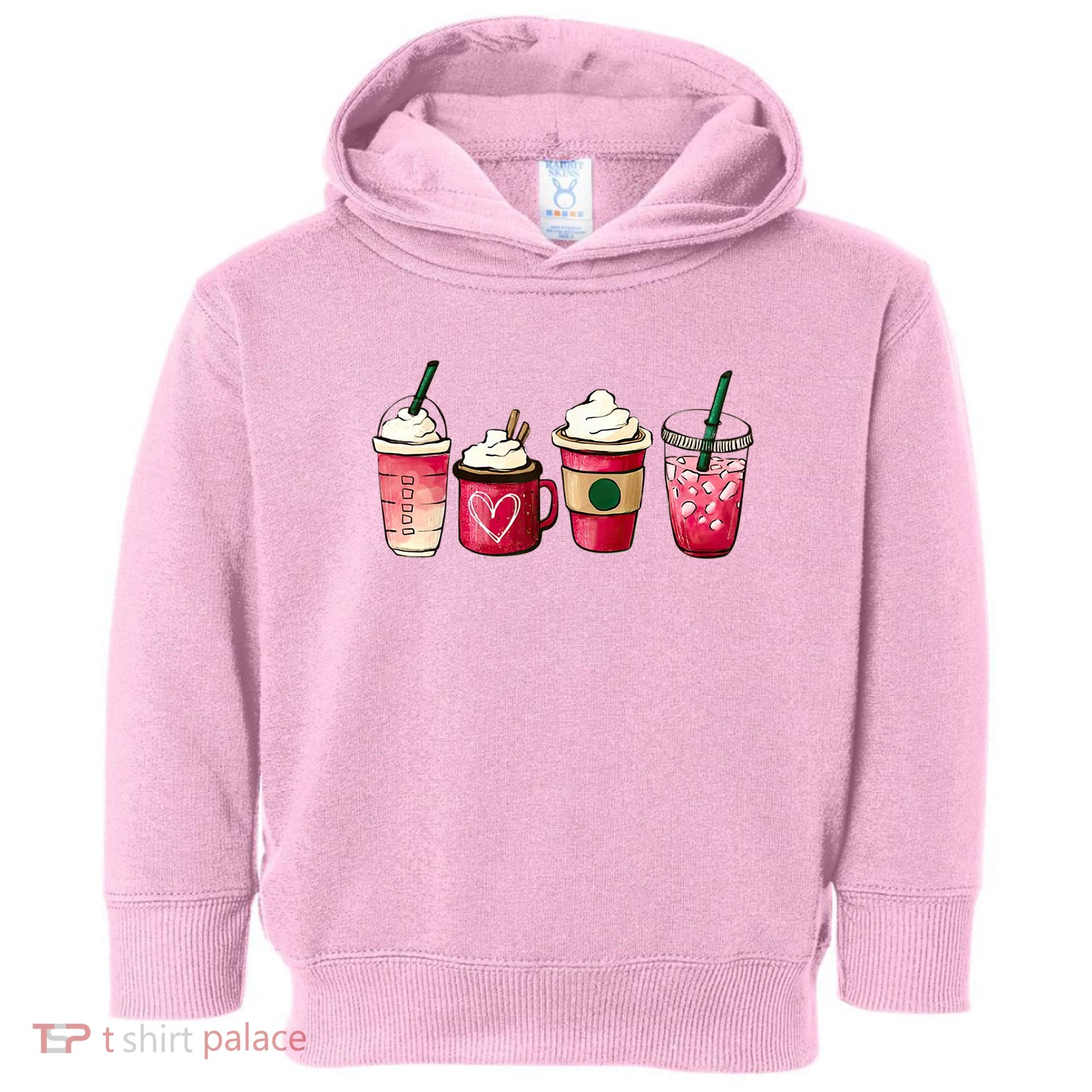 Valentine Coffee Lover Heart Latte Iced Coffee Valentine Day Toddler Hoodie