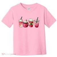 Valentine Coffee Lover Heart Latte Iced Coffee Valentine Day Toddler T-Shirt thumb 0
