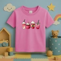 Valentine Coffee Lover Heart Latte Iced Coffee Valentine Day Toddler T-Shirt thumb 3