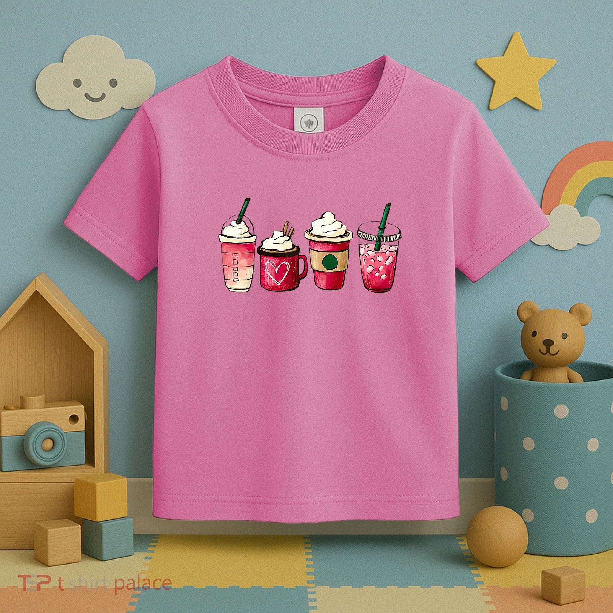 Valentine Coffee Lover Heart Latte Iced Coffee Valentine Day Toddler T-Shirt
