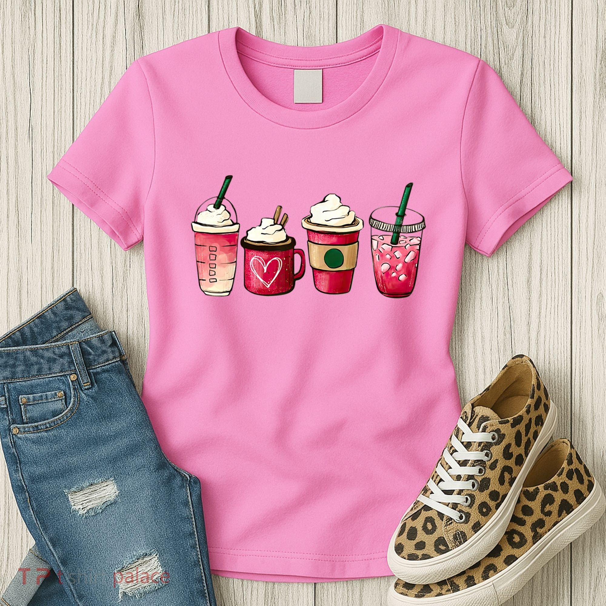 Valentine Coffee Lover Heart Latte Iced Coffee Valentine Day Women's T-Shirt