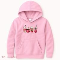Valentine Coffee Lover Heart Latte Iced Coffee Valentine Day Kids Hoodie thumb 0
