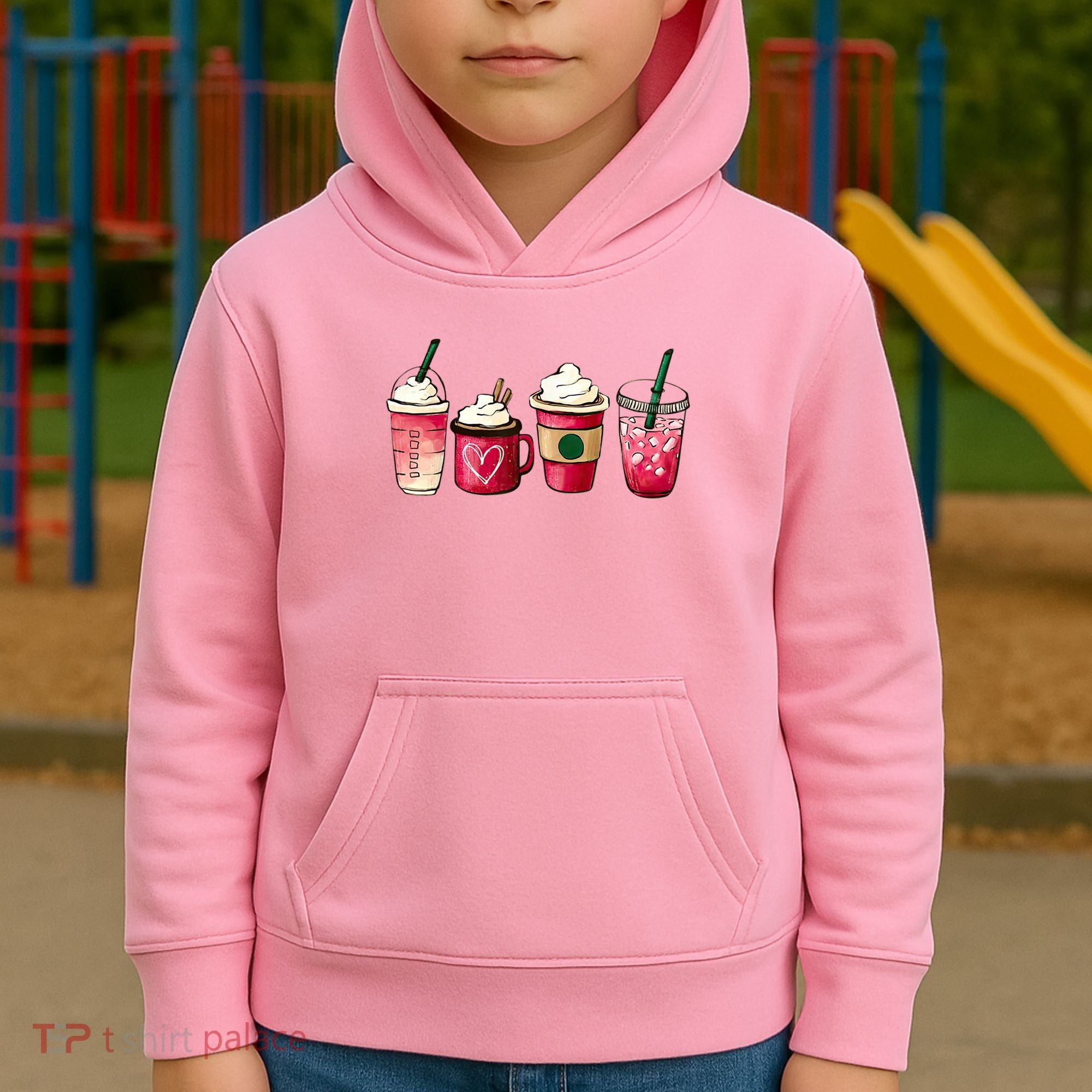 Valentine Coffee Lover Heart Latte Iced Coffee Valentine Day Kids Hoodie