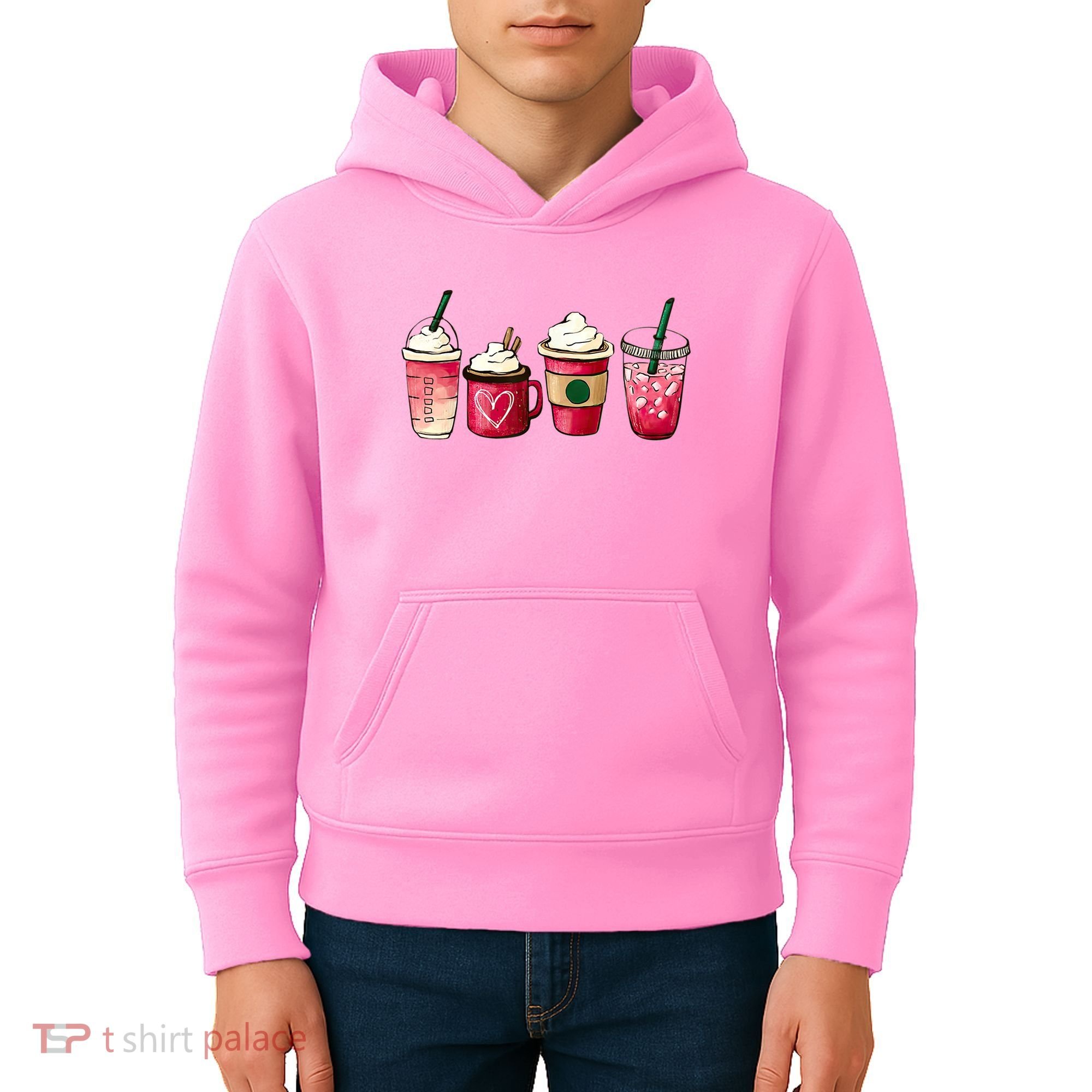 Valentine Coffee Lover Heart Latte Iced Coffee Valentine Day Kids Hoodie