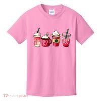 Valentine Coffee Lover Heart Latte Iced Coffee Valentine Day Kids T-Shirt thumb 0