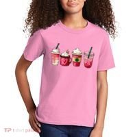 Valentine Coffee Lover Heart Latte Iced Coffee Valentine Day Kids T-Shirt thumb 2