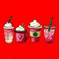 Valentine Coffee Lover Heart Latte Iced Coffee Valentine Day Santa Hat thumb 1