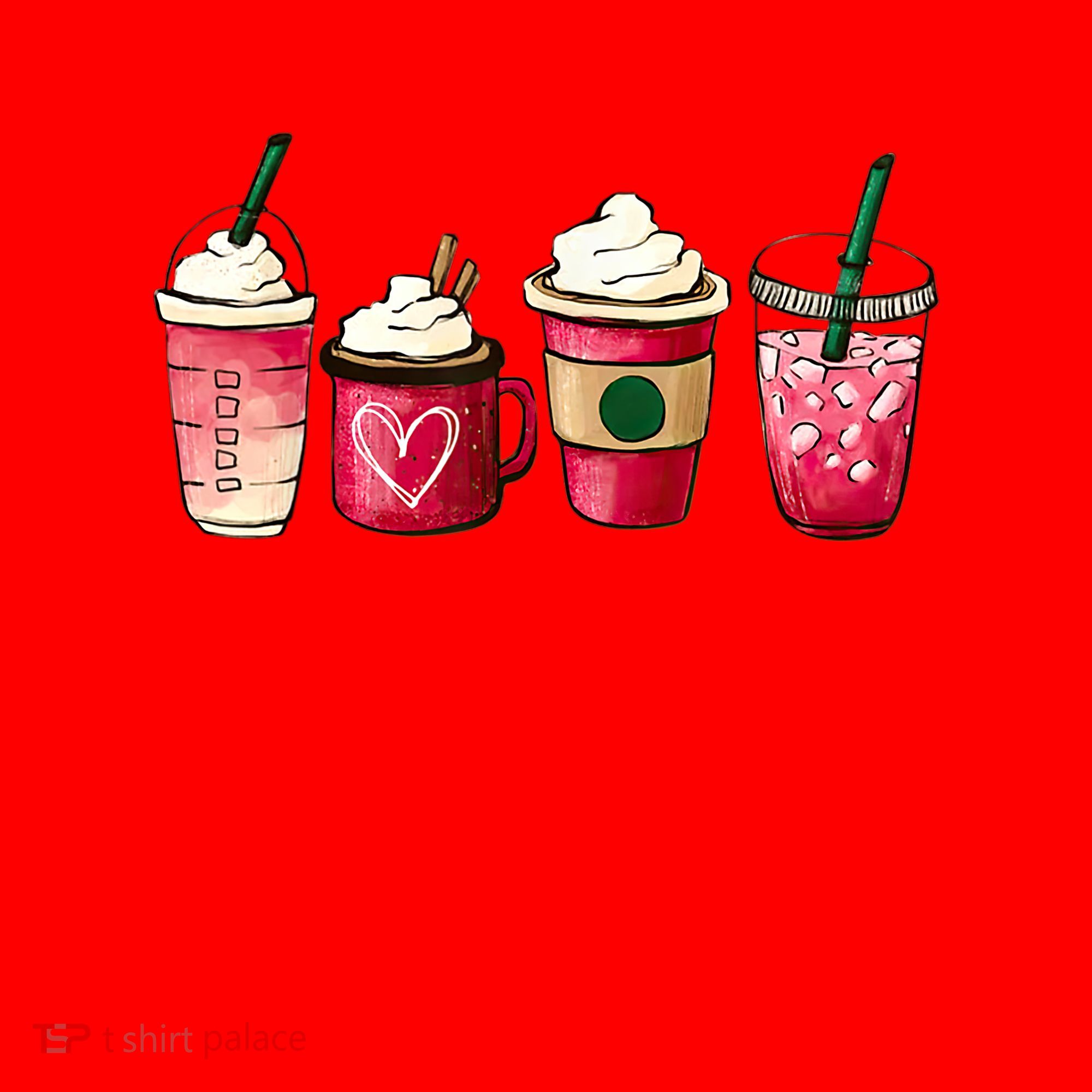Valentine Coffee Lover Heart Latte Iced Coffee Valentine Day Santa Hat