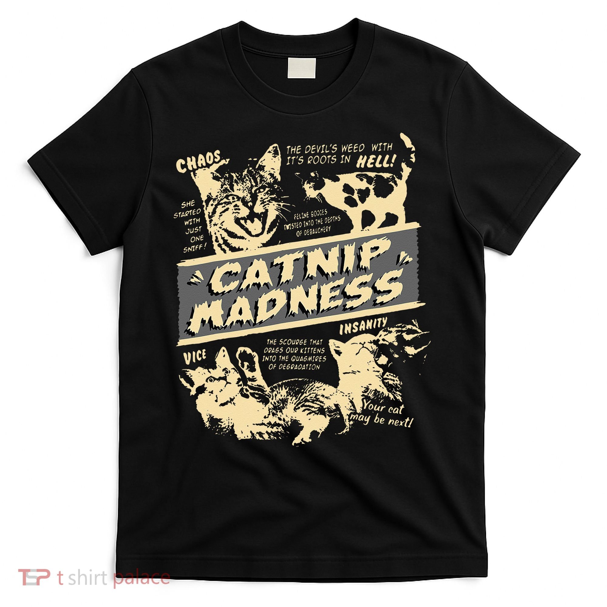 Vintage Catnip Madness Cute Kitten Funny Cat Men Women T-Shirt