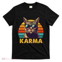 Vintage Cat Music Gifts For Teens Karma T-Shirt thumb 0