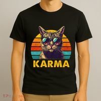 Vintage Cat Music Gifts For Teens Karma T-Shirt thumb 3