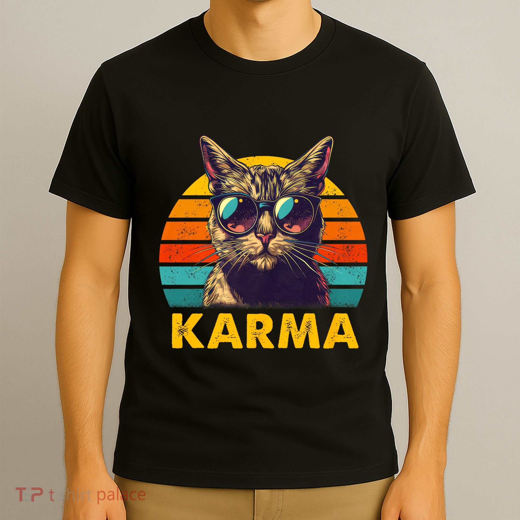 Vintage Cat Music Gifts For Teens Karma T-Shirt