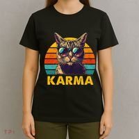 Vintage Cat Music Gifts For Teens Karma T-Shirt thumb 4