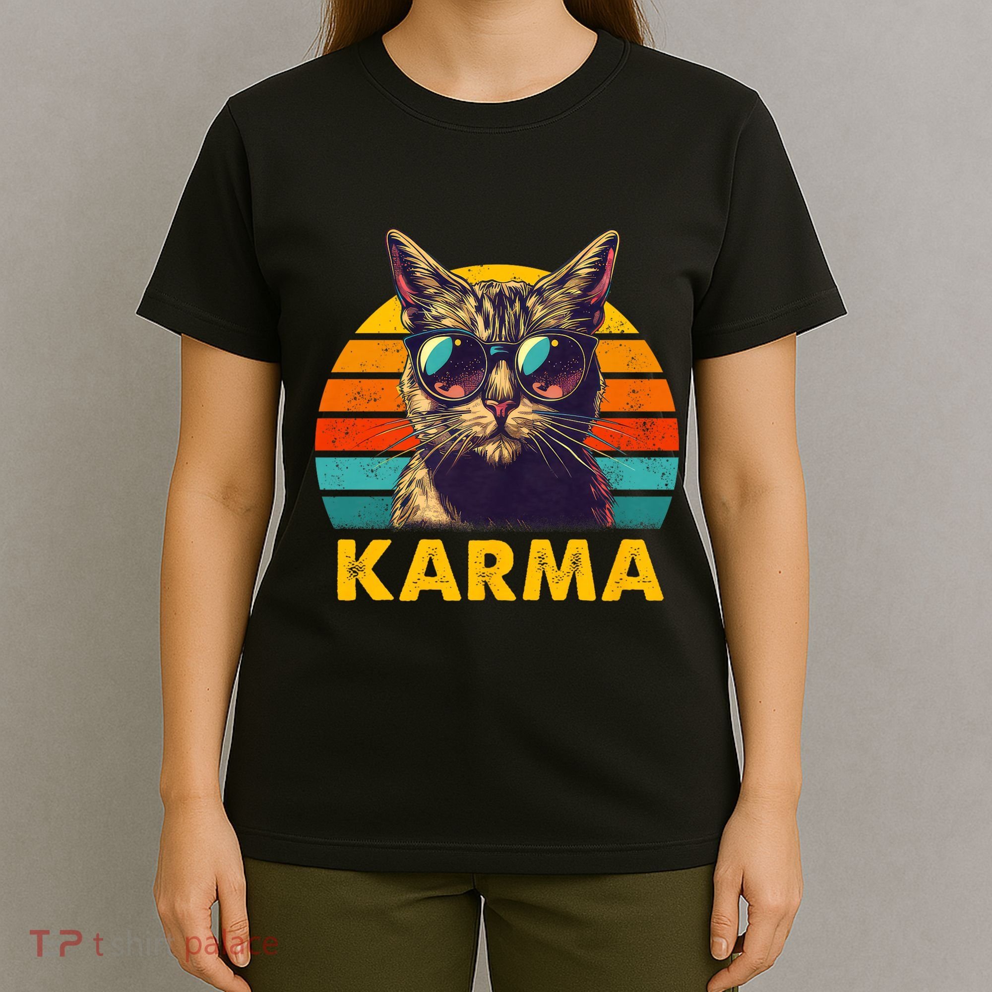 Vintage Cat Music Gifts For Teens Karma T-Shirt