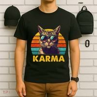 Vintage Cat Music Gifts For Teens Karma T-Shirt thumb 6