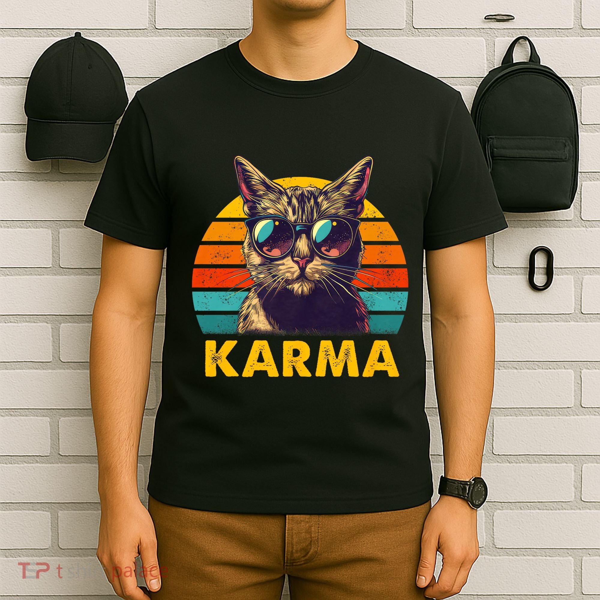Vintage Cat Music Gifts For Teens Karma T-Shirt