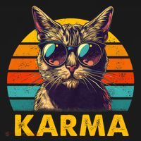 Vintage Cat Music Gifts For Teens Karma T-Shirt thumb 7