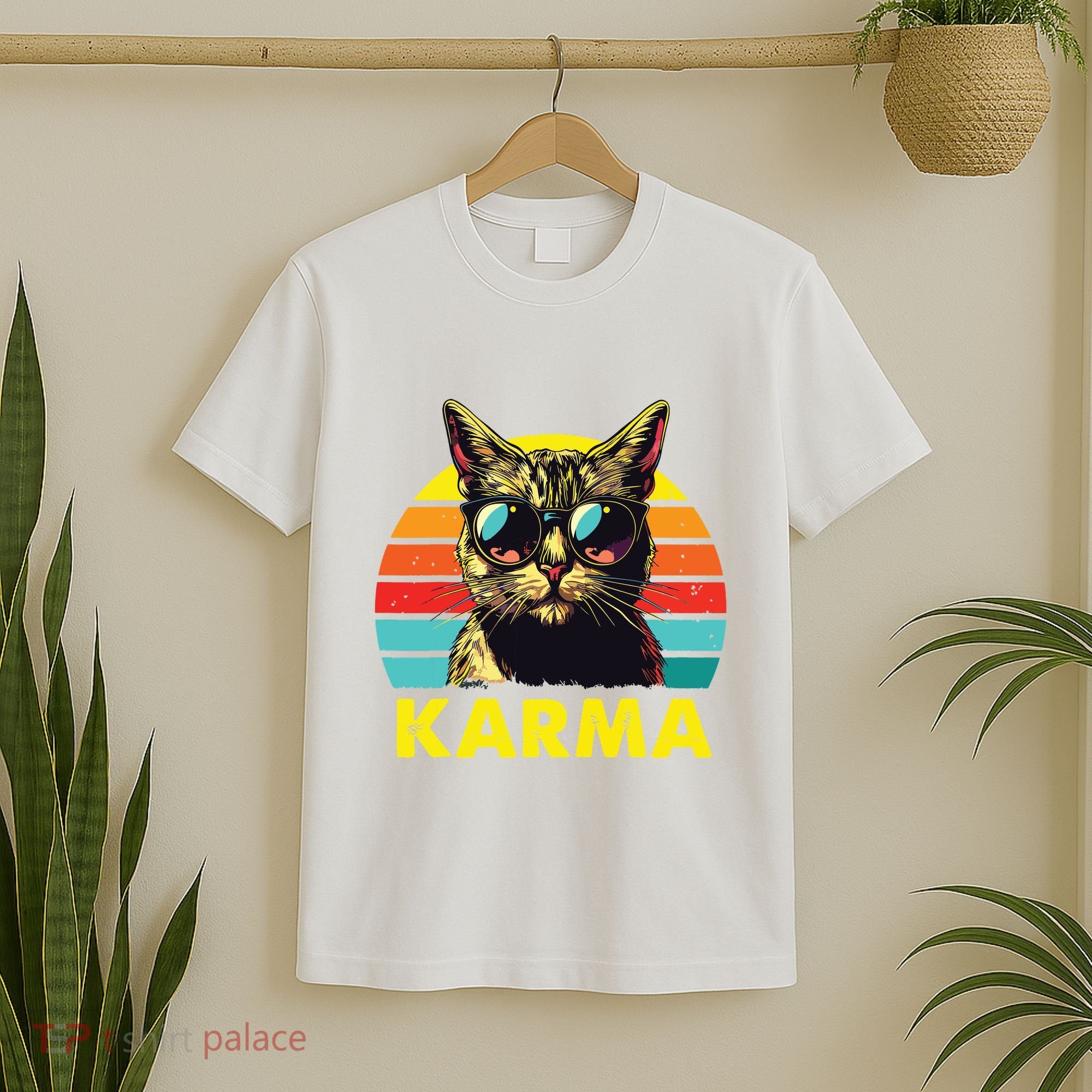 Vintage Cat Music Gifts For Girl Women Karma T-Shirt