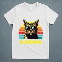 Vintage Cat Music Gifts For Girl Women Karma T-Shirt thumb 5