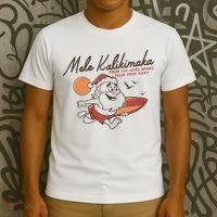 Vintage Cute Mele Kalikimaka Christmas Santa Surfing Costume T-Shirt thumb 3