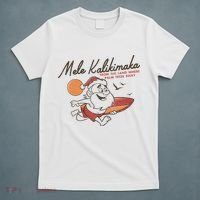 Vintage Cute Mele Kalikimaka Christmas Santa Surfing Costume T-Shirt thumb 5