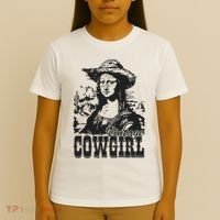 Vintage Cowgirl Mona Lisa Retro T-Shirt thumb 4