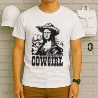 Vintage Cowgirl Mona Lisa Retro T-Shirt thumb 6