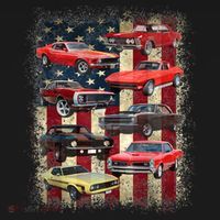 Vintage Classic Muscle Car Retro American Flag Patriotic T-Shirt thumb 7
