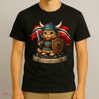Viking Cat Norway Norwegian T-Shirt thumb 3