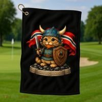 Viking Cat Norway Norwegian Golf Towel thumb 1
